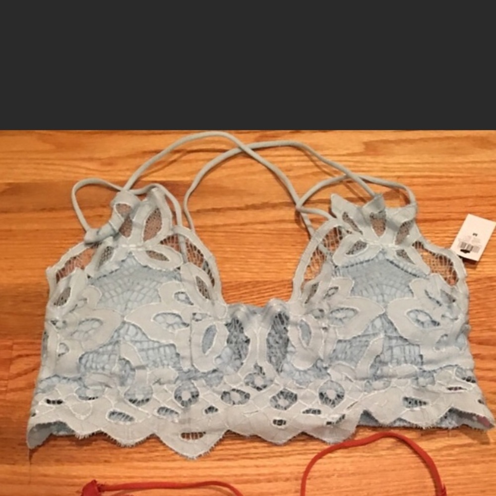 Sky blue lacy bralette with cross back